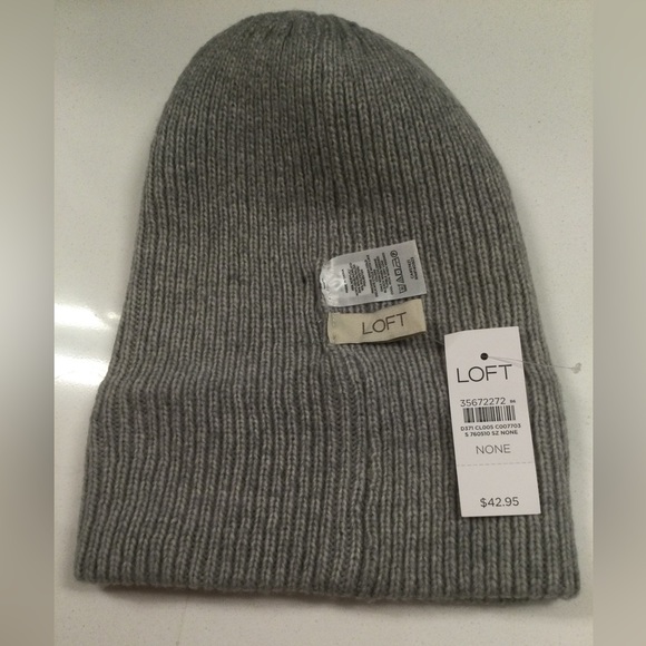 LOFT Color-block Ribbed (Beanies) gray/brown-from Loft store -Seasonal - 2 sided - Picture 2 of 6